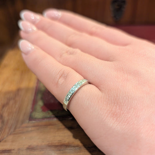 Bague 53 Demi - alliance or blanc et diamants 58 Facettes 31889