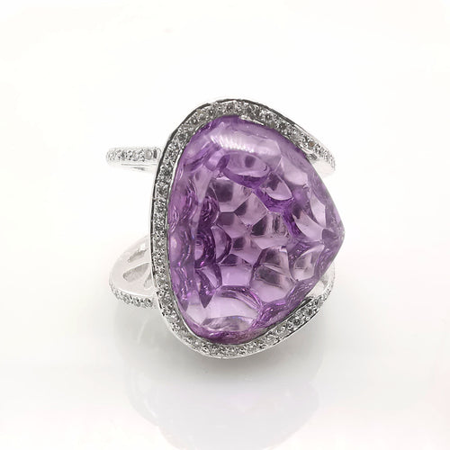 Bague 51 Bague améthyste et diamants 58 Facettes