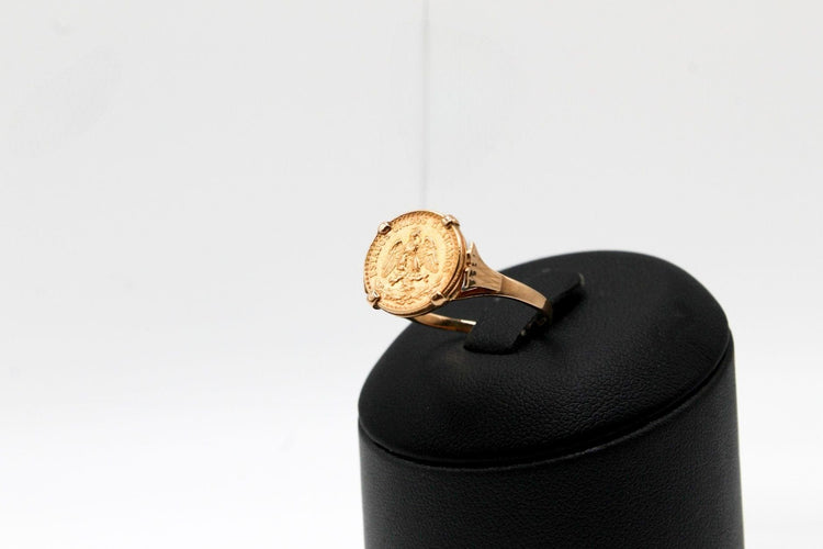 Bague 57 Bague pièce 2 pesos mexicain or jaune 58 Facettes 250356