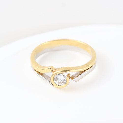 Bague 55 Solitaire bicolore avec diamant taille brillant 58 Facettes 129595