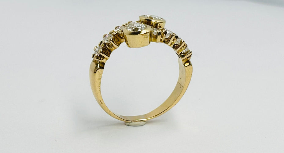 Bague 55.5 Bague contemporaine à griffes en or jaune et diamants 1,00 ct 58 Facettes Q386B