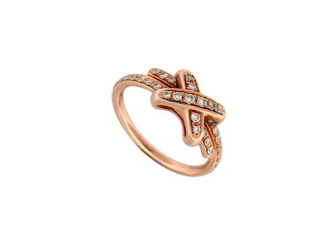 Bague 53 bague CHAUMET jeux de liens 082179 en or rose 18k diamants 0.35ct t52 58 Facettes 268402