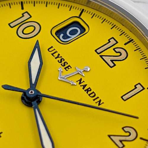Montre Ulysse Nardin San Marco GMT + Dual Time Date 203-22 Stainless Steel Yellow Dial Automatic 58 Facettes