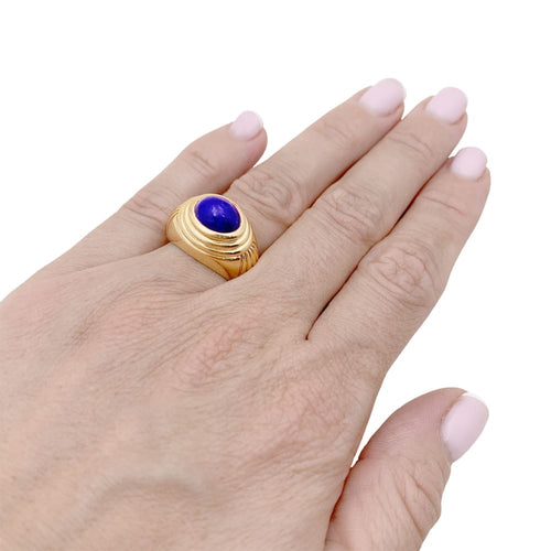 Bague 50 Bague Boucheron,"Jaïpur", or jaune, lapis-lazuli. 58 Facettes 34862