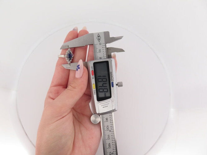 Bague 56 bague marquise en or blanc 18k sertie saphir 1.3ct & diamants 0.3ct 56 58 Facettes 266444