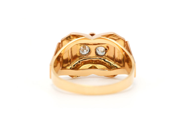 Pierścionek Art Deco żółte złoto diamenty (+- 0,22ct) 