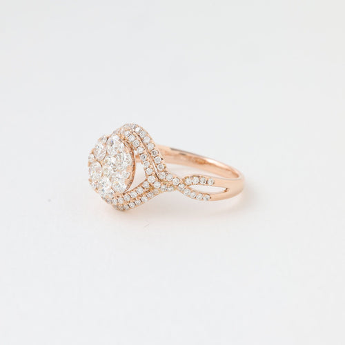 Bague 54 Bague de fiançailles diamants or rose 58 Facettes