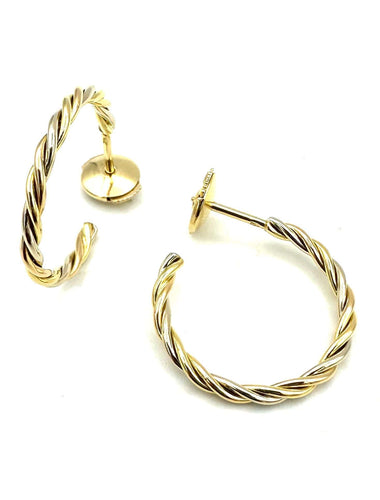 CARTIER. Colecția "Trinity", cercei rotunzi trei culori de aur răsuciți 