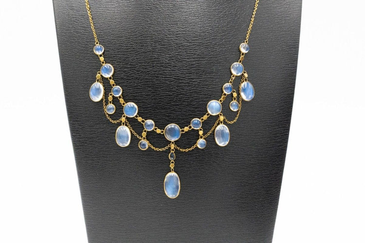 Collier Collier ancien Art Nouveau en or avec pierres de lune, première moitié du XXe siècle 58 Facettes 11483
