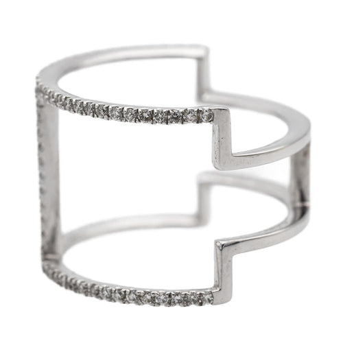 Bague 53 Bague Graphique Or blanc Diamant 58 Facettes 578790RV