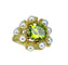 Bague 52 Bague coktail en or jaune 18 carats, péridot 3,98 ct et 9 perles 58 Facettes AB571