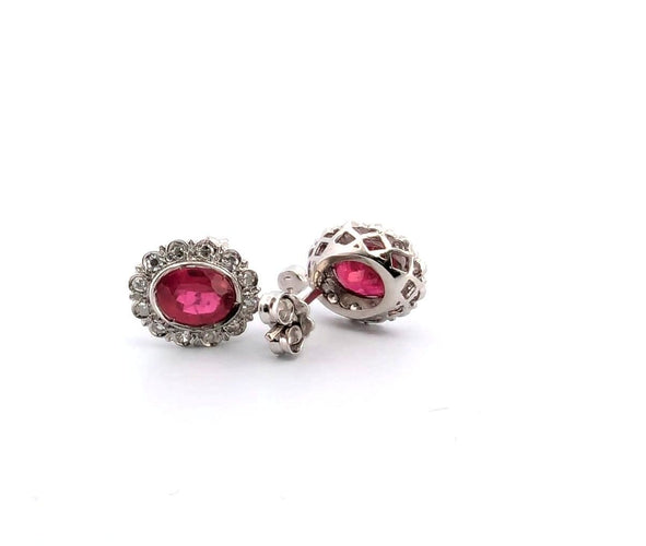Boucles d'oreilles Boucles d'oreilles en platine avec rubis et diamants 58 Facettes