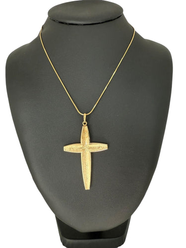 Vintage italijanski krst privjesak od žutog zlata, sa motivom zvezda 