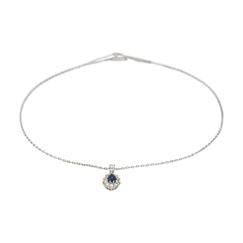 Collier Collier Pendentif Or blanc Saphir, Diamant 58 Facettes 4878497CN