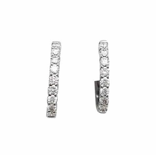 Boucles d'oreilles Petites créoles, or blanc, diamants. 58 Facettes 34283