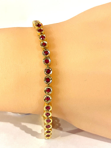 Bracelet Bracelet ligne en or jaune et rubis 58 Facettes AB609