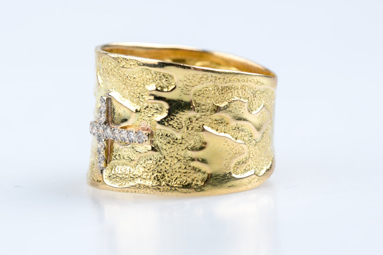 Bague 54 Bague croix en or jaune et diamants 0,12 ct 58 Facettes BG-130000543-107