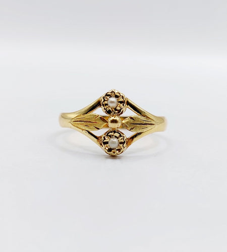 Bague 55.5 Bague toi et moi Art nouveau en or 18k et perles (circa 1900) 58 Facettes A06501