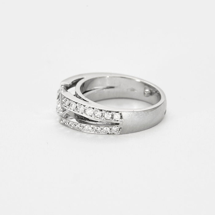 Bague 49 Bague bandeau or gris et diamants 58 Facettes LJ13