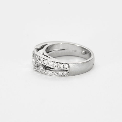 Bague 49 Bague bandeau or gris et diamants 58 Facettes LJ13
