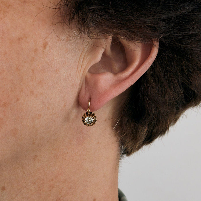 Boucles d'oreilles Boucles d'oreilles Anciennes Diamants Or Rose 58 Facettes