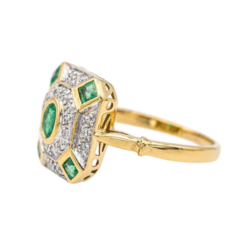 Bague 50 Bague Or jaune, Or blanc Emeraude, Diamant 58 Facettes 4002438CN