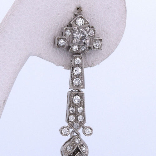 Boucles d'oreilles Boucles d'oreilles Art Déco en or blanc avec diamants 58 Facettes