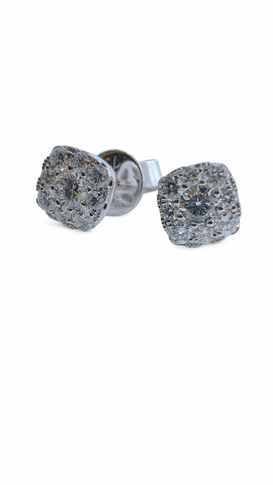 Boucles d'oreilles Puces d’oreilles en diamants sur or blanc 58 Facettes