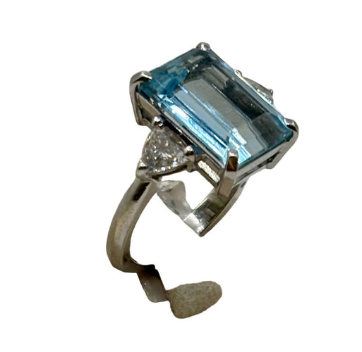 Bague 52 Bague Aigue-Marine et diamants en or blanc 58 Facettes