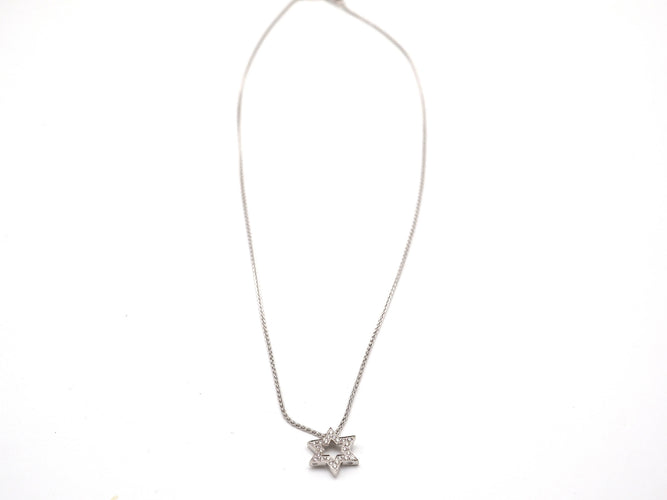 Collier Collier or blanc 750 mil étoile en diamants 58 Facettes