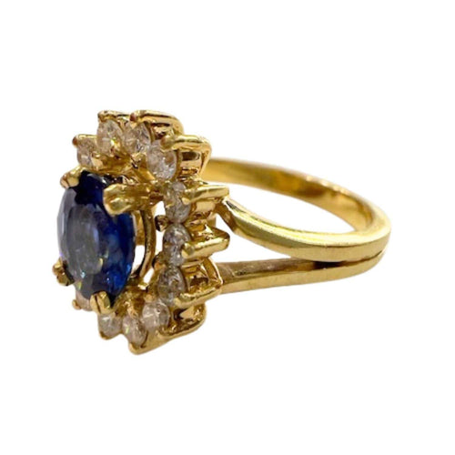 52.5 Bague en or de style Art Déco avec diamants et saphir - avec certificat d'authenticité 58 Facettes Q271B