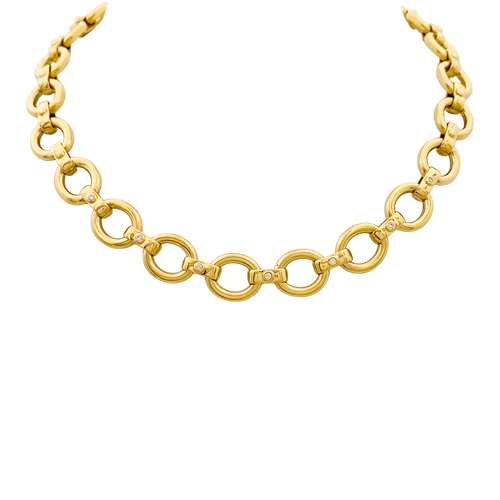 Collier Collier en or jaune, maillons ovales et diamants. 58 Facettes 34706