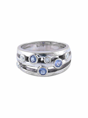 Bague Bague Bandeau Or Blanc Diamants Tanzanites 58 Facettes