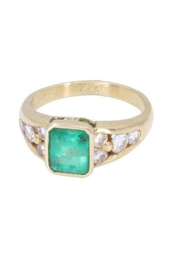 Bague BAGUE MODERNE ÉMERAUDE ET DIAMANTS 58 Facettes 088051