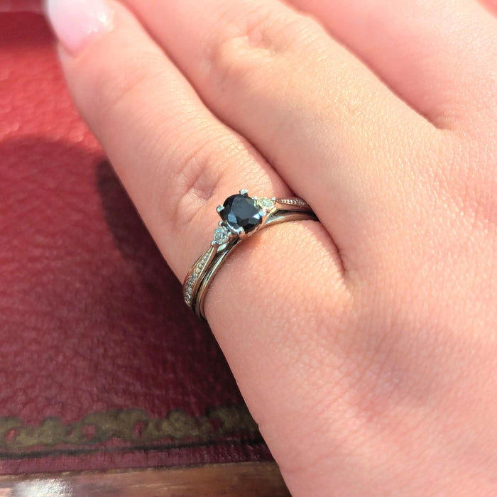 White gold diamond and sapphire ring