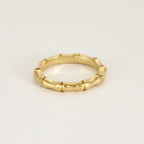 Bague 47 Alliance en or jaune à motif de bambou 58 Facettes SMA0260