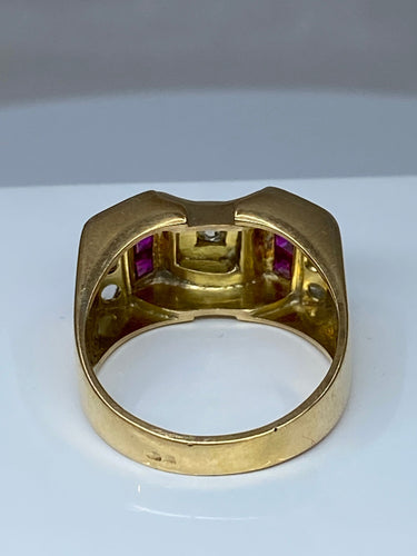 Bague 58 Bague Tank diamants & rubis synthétiques 58 Facettes