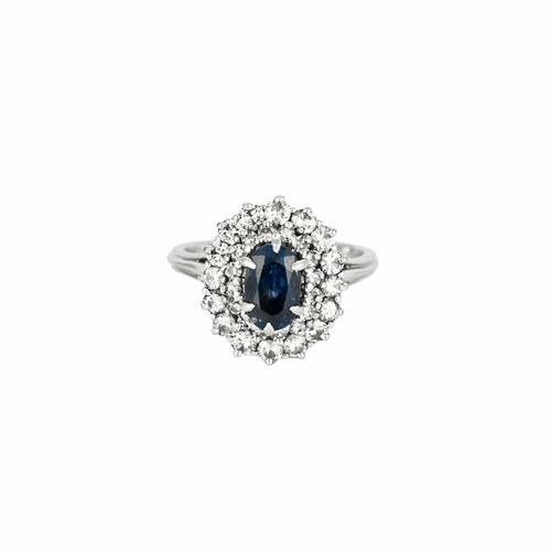 Bague 55 Bague platine, saphir 1.20ct, diamants 1ct 58 Facettes
