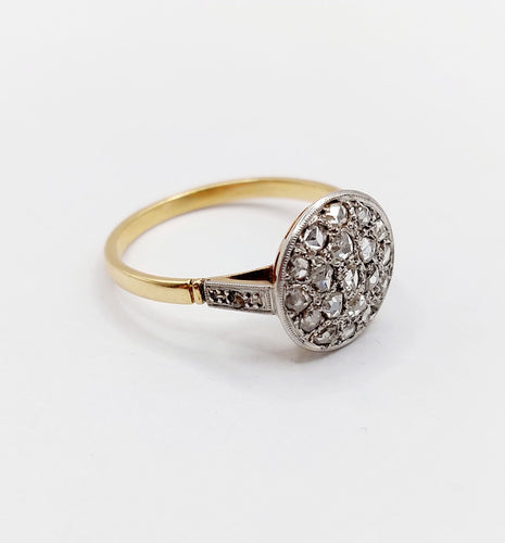 Bague 62.5 Bague cible or jaune, diamants taille rose (circa 1920) 58 Facettes A06337