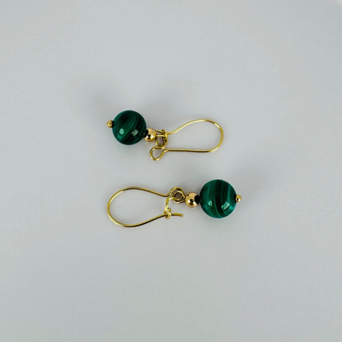 Boucles d'oreilles Boucles d'oreilles vintage en or jaune, boules de malachite verte 58 Facettes 2505019