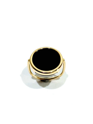 Bague 59 Ginette NY - Bague en or rose 18 carats et onyx 58 Facettes