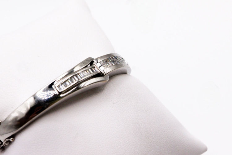 Bracelet Bracelet jonc or blanc diamants 58 Facettes 250141