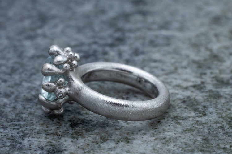 Bague 57 Charlotte Lynggaard - bague en or blanc avec aigue-marine et diamants 58 Facettes 9629