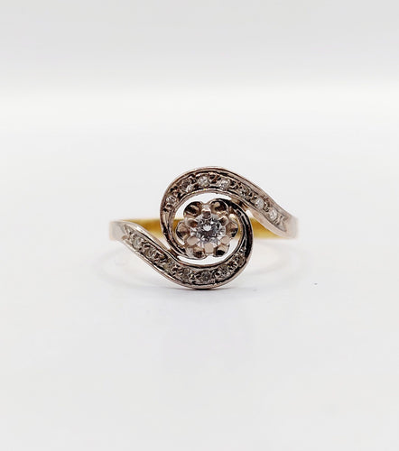 Bague 53.5 Bague tourbillon antique or 18k platine et diamants (circa 1920) 58 Facettes A06335