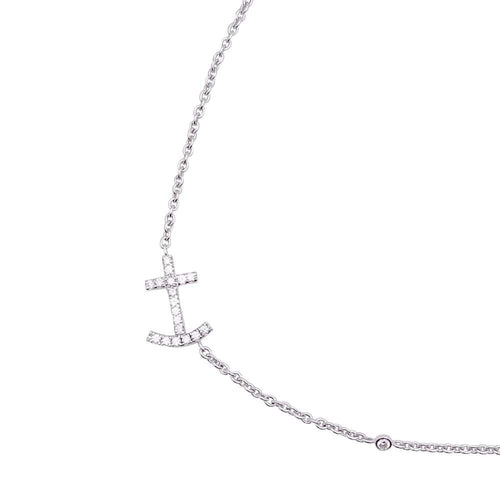 Collier or blanc et diamants. 58 Facettes 33429