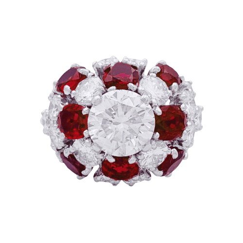 Bague 52 Bague platine, diamants, rubis. 58 Facettes 33584