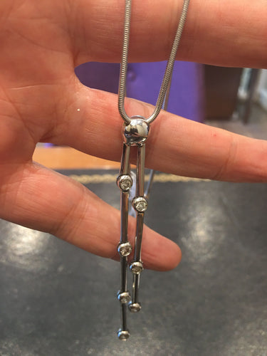 Collier Style Négligé or blanc, diamants 58 Facettes