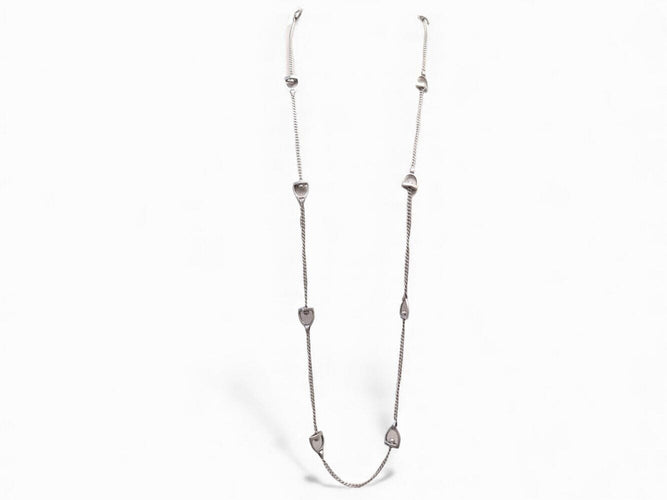 Collier rare vintage collier HERMES sautoir etrier gaetan de percin argent 800 58 Facettes 271808