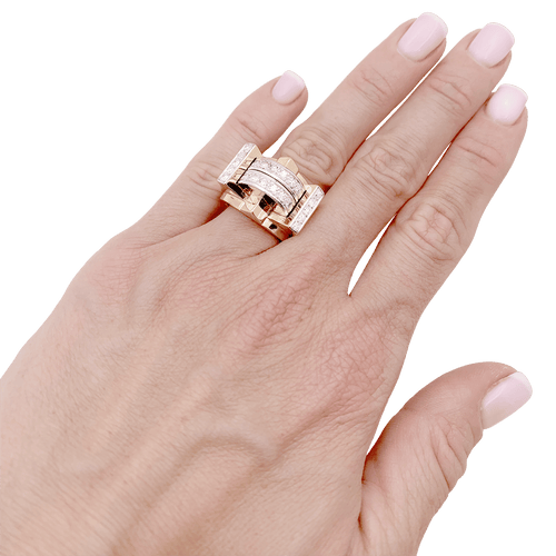 Bague 51 Bague « Tank » or jaune, platine, diamants taille 8/8. 58 Facettes 34626