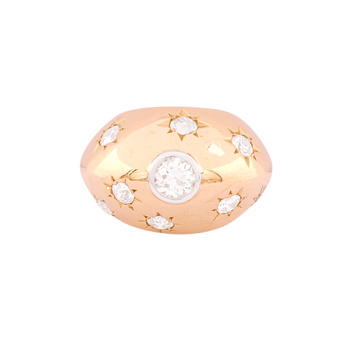 Bague 54 Bague bombée or rose et diamants. 58 Facettes 34688